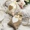 20 Natural Ivory Faux Burlap FAVOR BAGS Heart Design Party Events Decorations